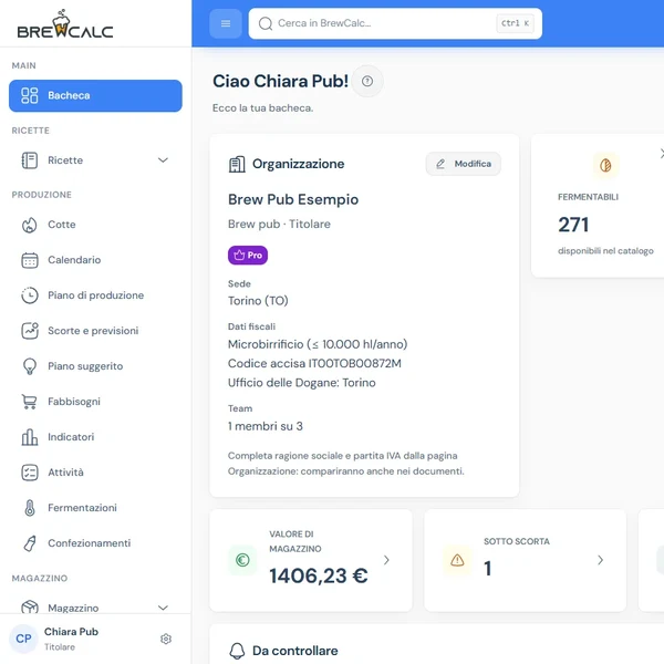 Bacheca di BrewCalc - Gestionale per birrifici e homebrewer